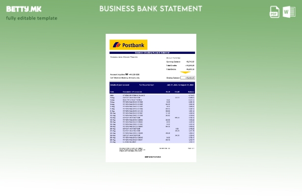 модерен стил Извештај за корпоративна чековна сметка на Deutsche Postbank Шаблон